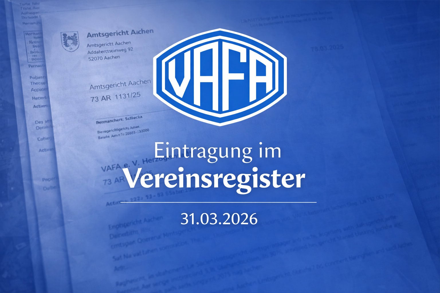 Eintragung im Vereinsregister bekanntgegeben